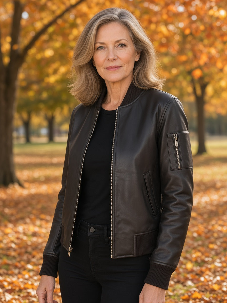 Ava Ma-1 Brown Leather Bomber Jacket