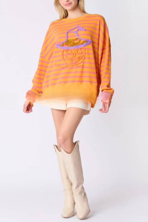 Halloween Ghost Embroidered Sweater Loose Casual Top