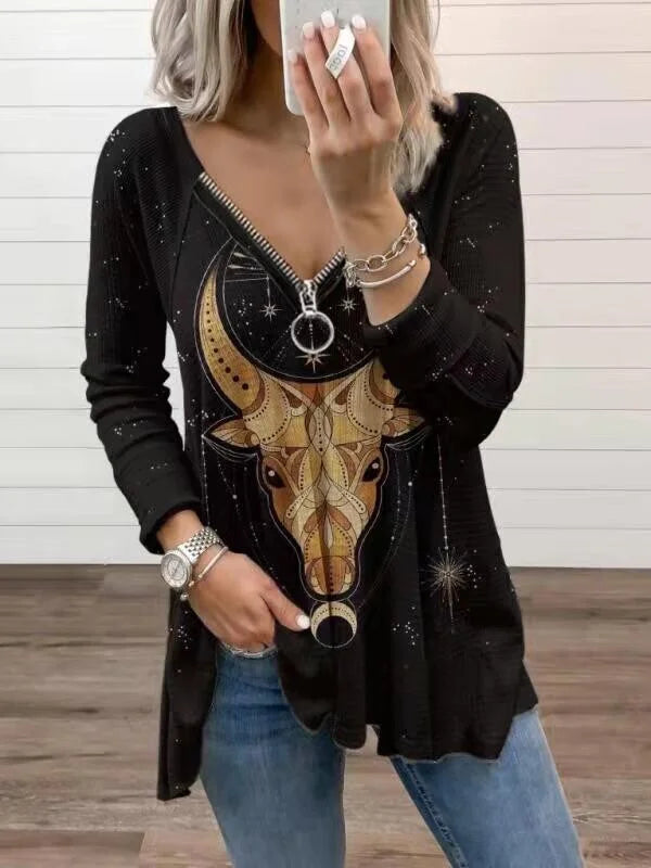 Women's Western AZTEC Retro Cattle Shirt.