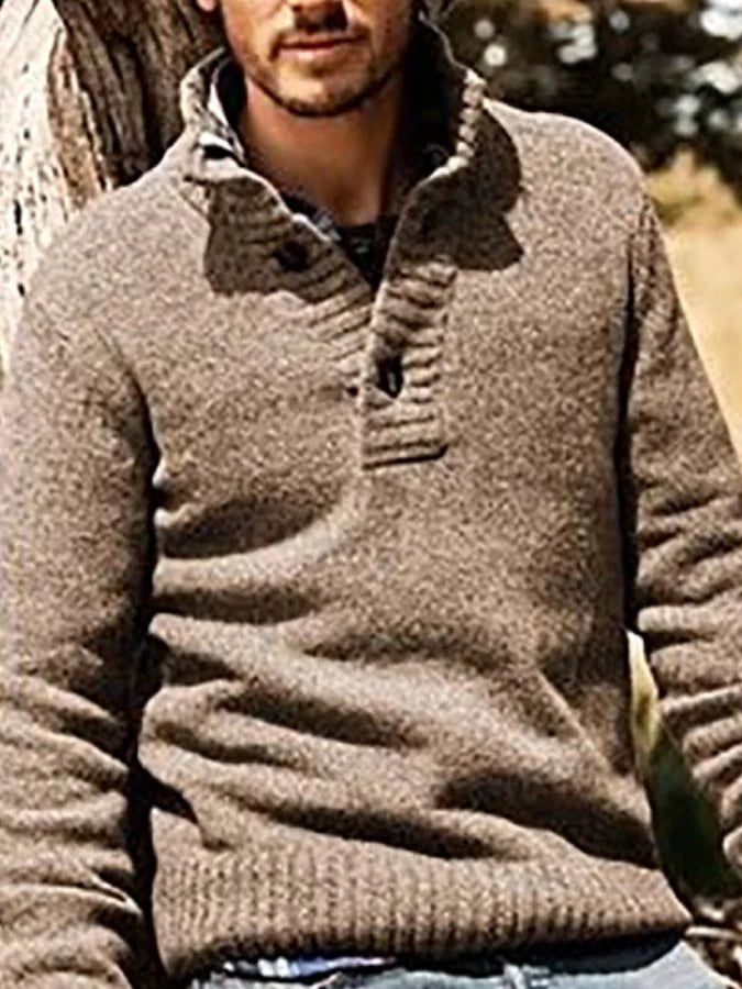 Lapel slim fit casual Pullover fashion sweater