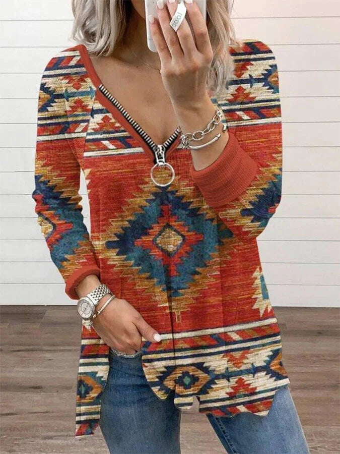 Casual Printed V-Neck T-Shirt.
