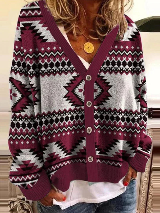 Geometric Print Ethnic Cardigan.