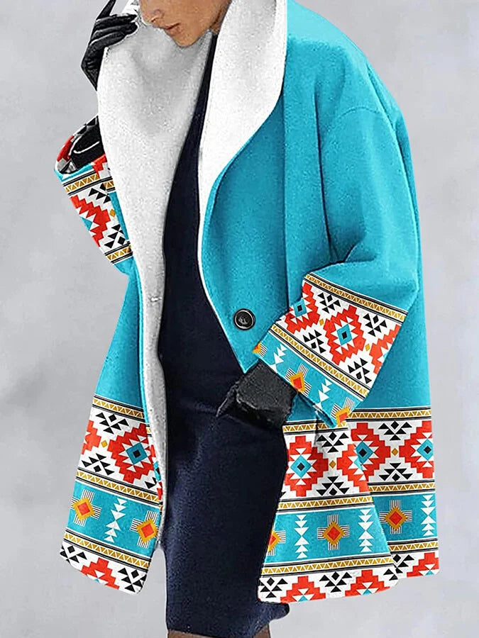 Printed Ethnic Hooded Coat.