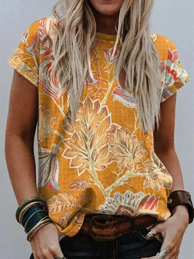 Women's Vintage Aztec Print Casual Tee.