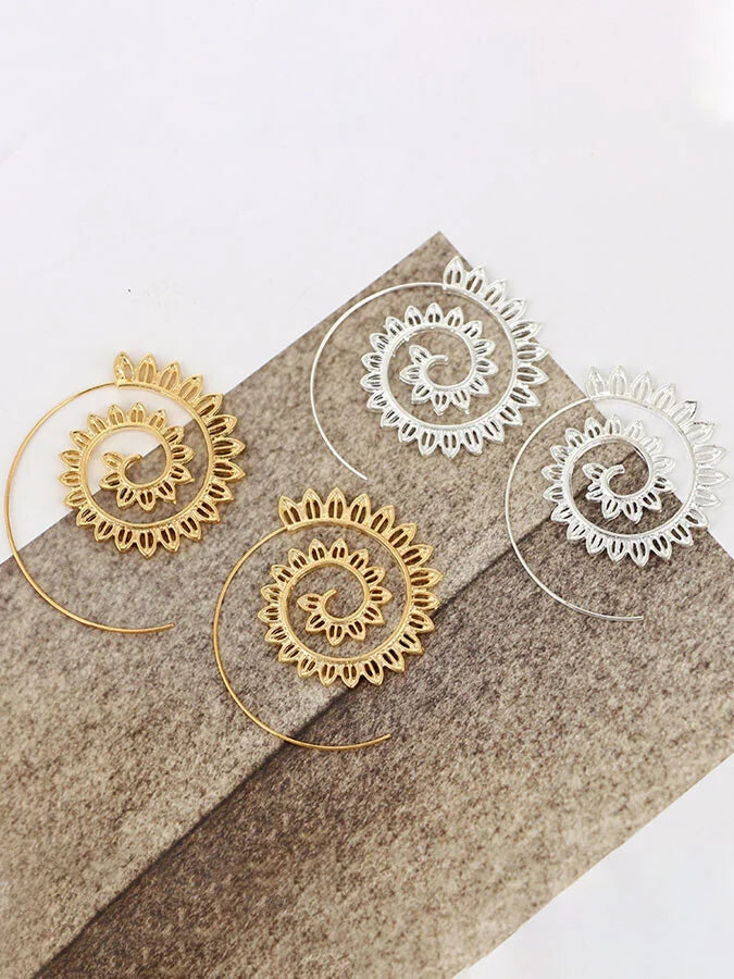 Personalized Spiral Leaf Earrings.
