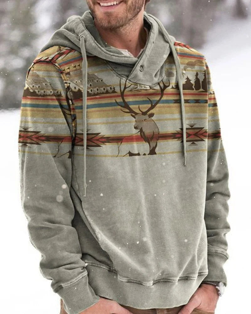 Casual long sleeve print hoodie