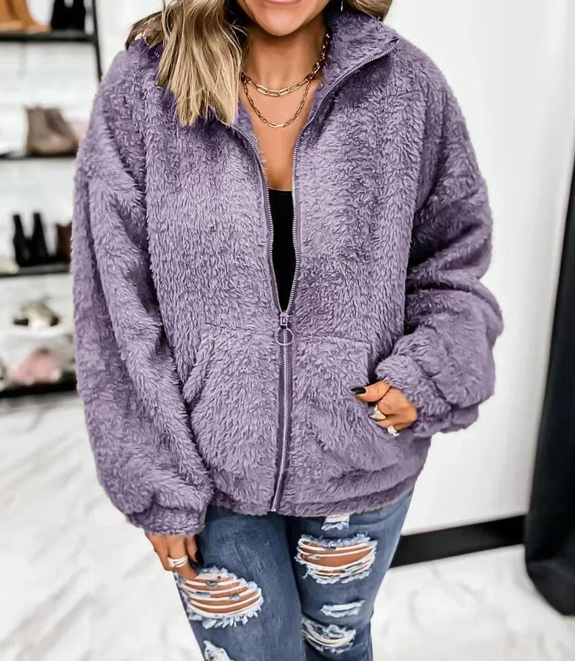 Woolen autumn and winter cardigan coat