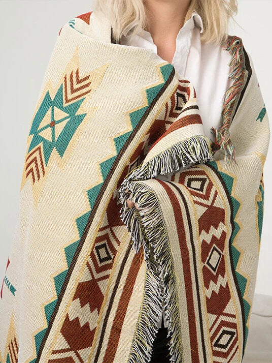 Tribal Blankets Indian Outdoor Rugs Camping Picnic Blanket Boho Decorative Bed Blankets Plaid Sofa Mats Travel Rug Tassels Linen.