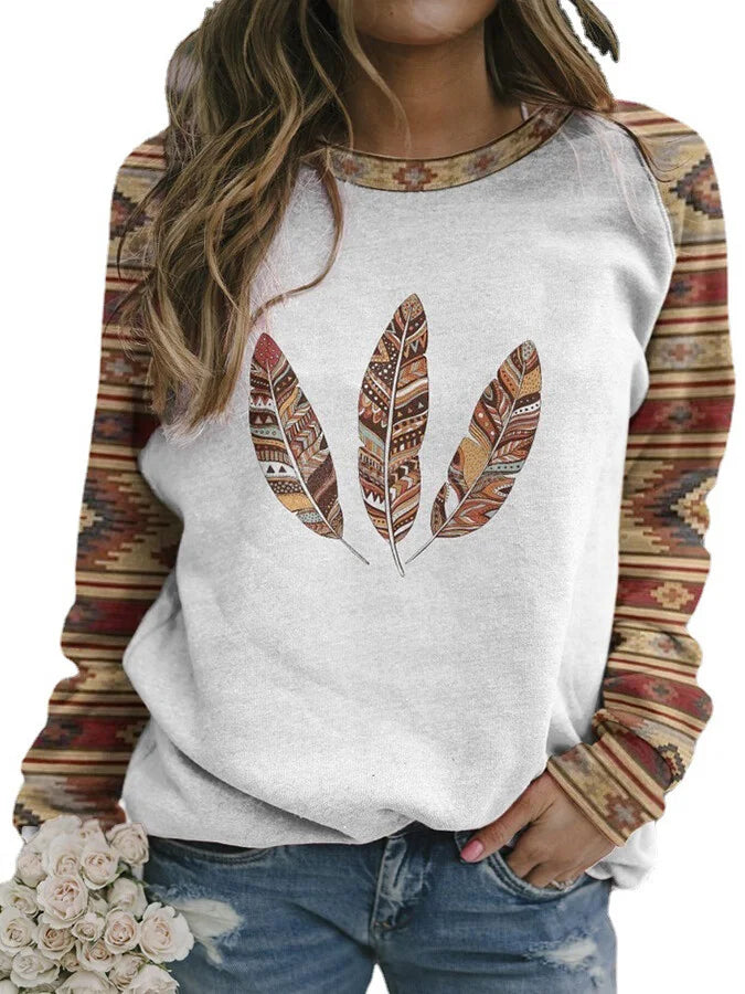 Women's Western Style Feather Sweater.