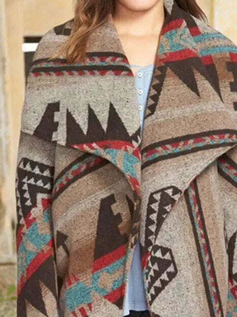 Retro Ethnic Print Cardigan.