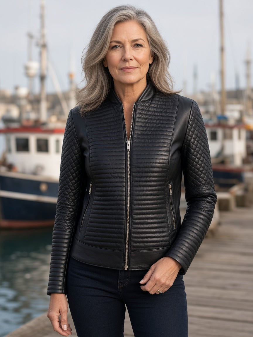 Cityscape Black Leather Biker Jacket