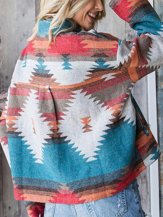 Ethnic Retro Geometric Coat.