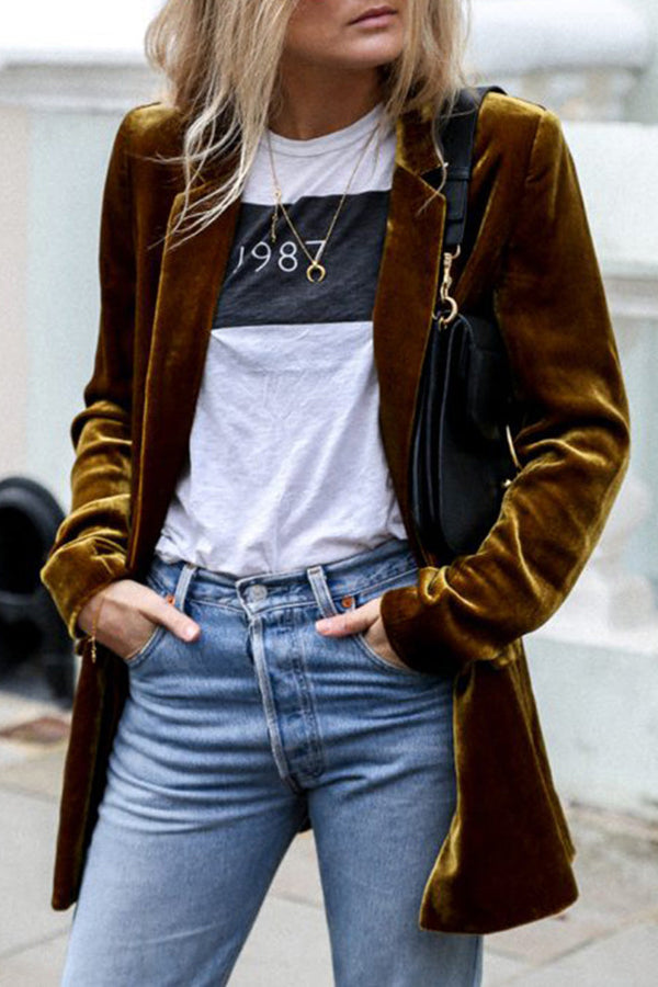 Eye Catching Street Style Velvet Blazer