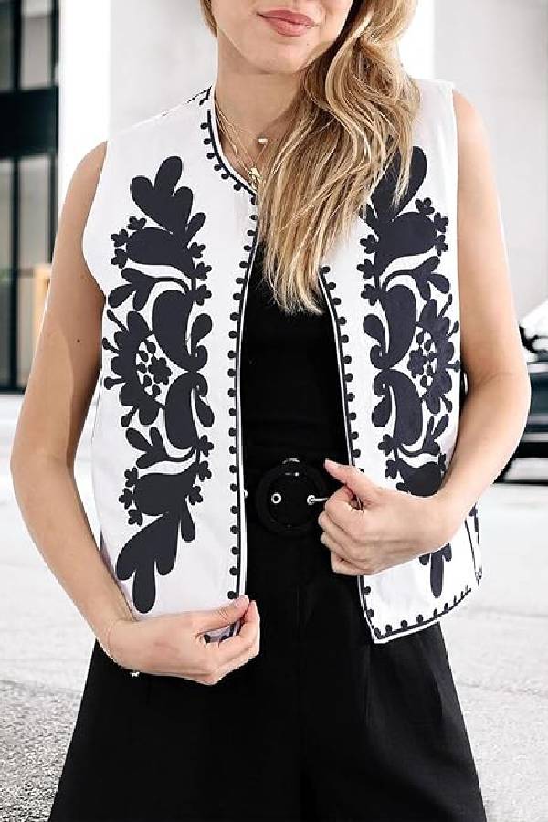 Sleeveless Embroidered Jacket