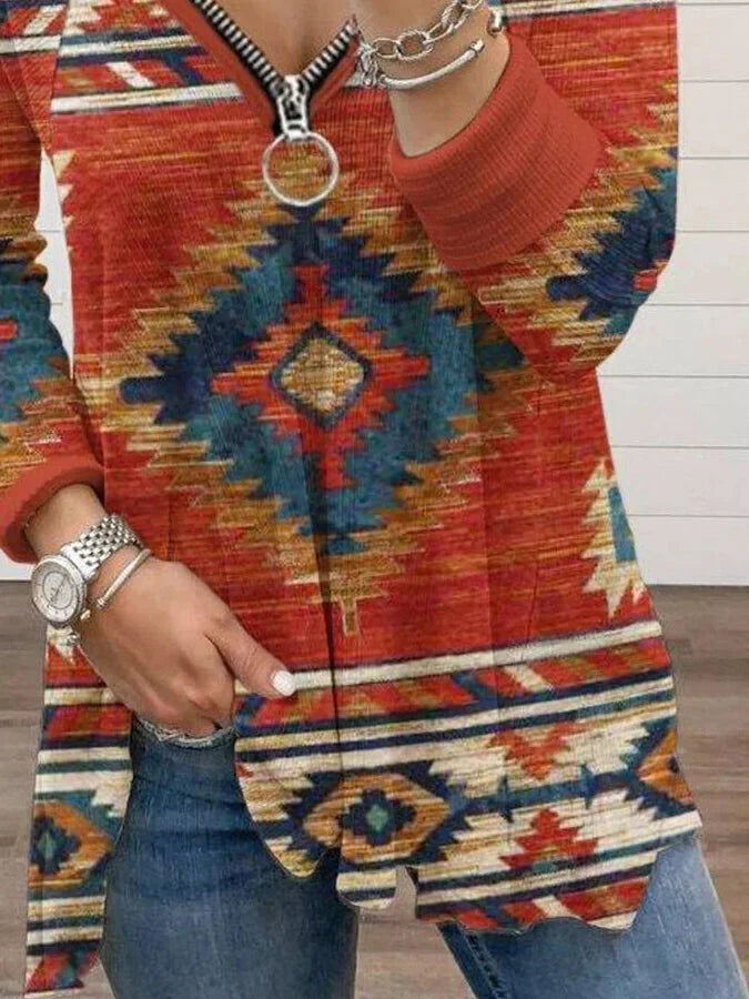 Casual Printed V-Neck T-Shirt.