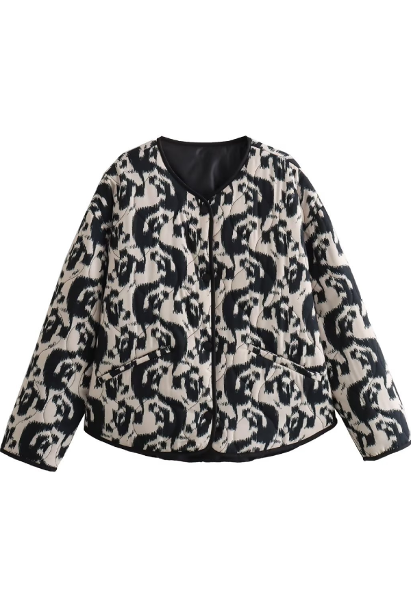 Loose Animal Print Cotton Jacket