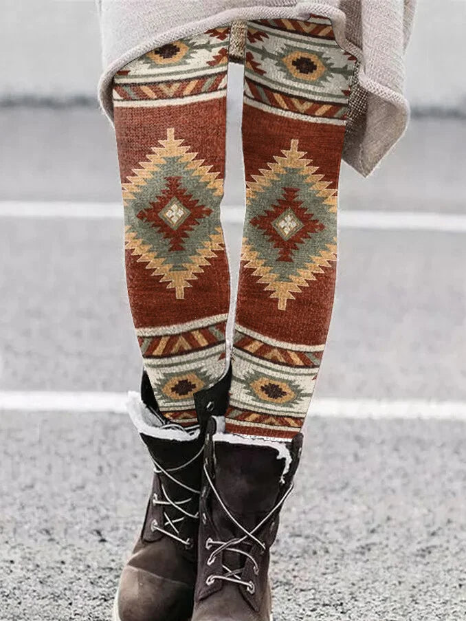 Women's Western Aztec Printed Leggings.
