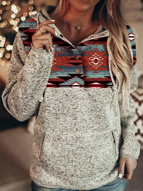 Women's Western Aztec Printed Sweatshirt.