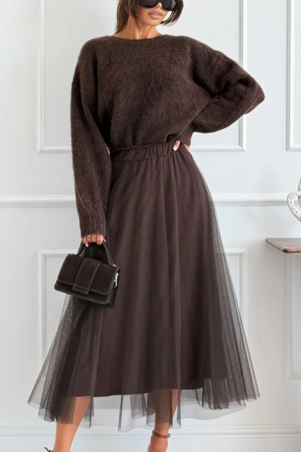 Gisella Knit Back Slit Leopard Print Bow Design Long Sleeve Relaxed Sweater