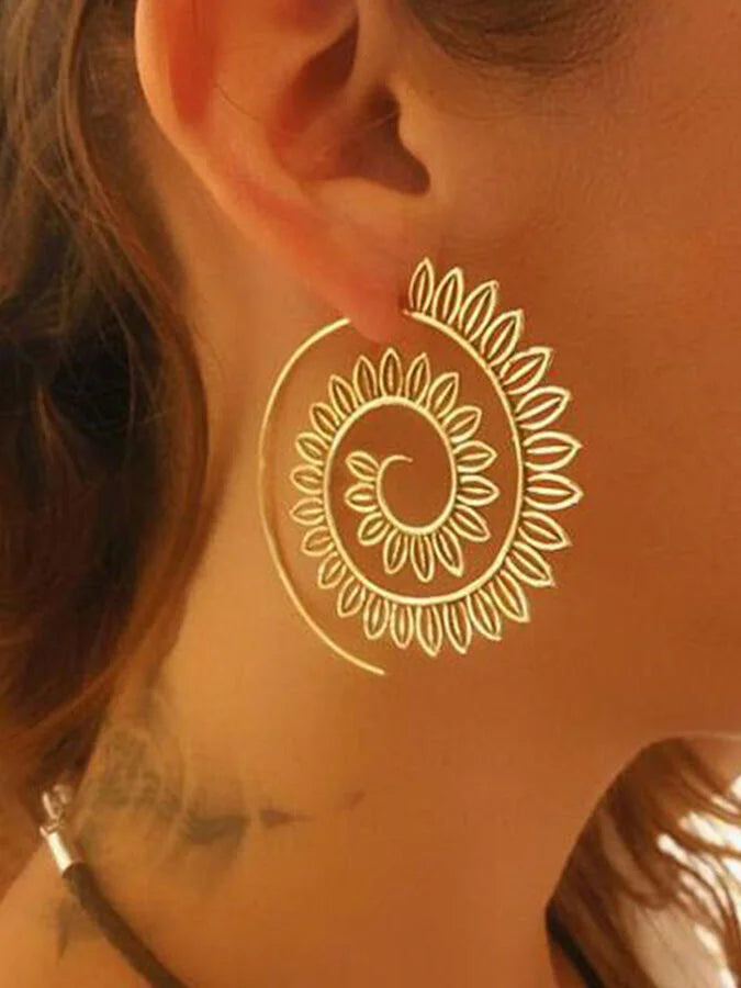 Personalized Spiral Leaf Earrings.