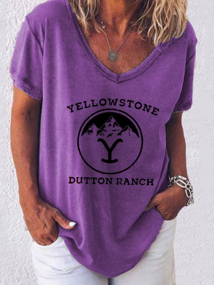 Western Mountains Print Short Sleeve T Shirt