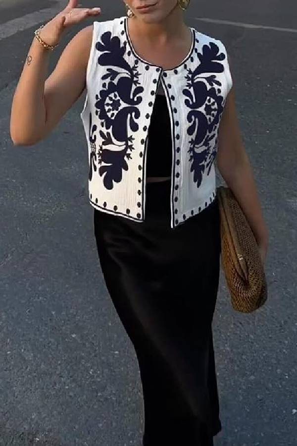 Sleeveless Embroidered Jacket