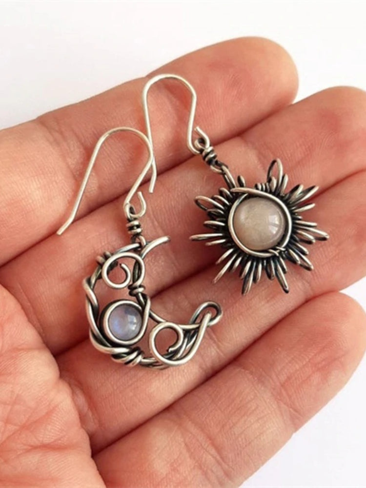 Wisherryy Vintage Boho Sun & Moon Inspired Earrings