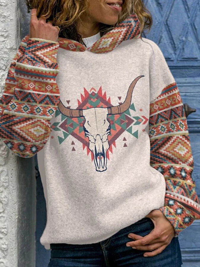 Ethnic Print Hoodie.