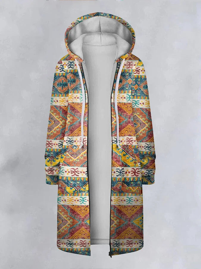 Ethnic Geometric Print Coat.
