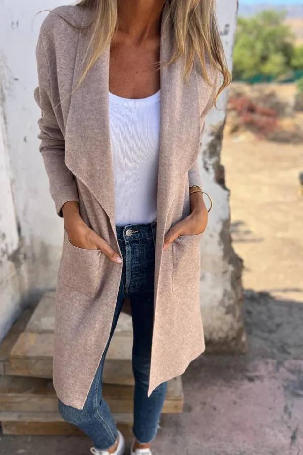 Versatile mid-length cardigan jacket