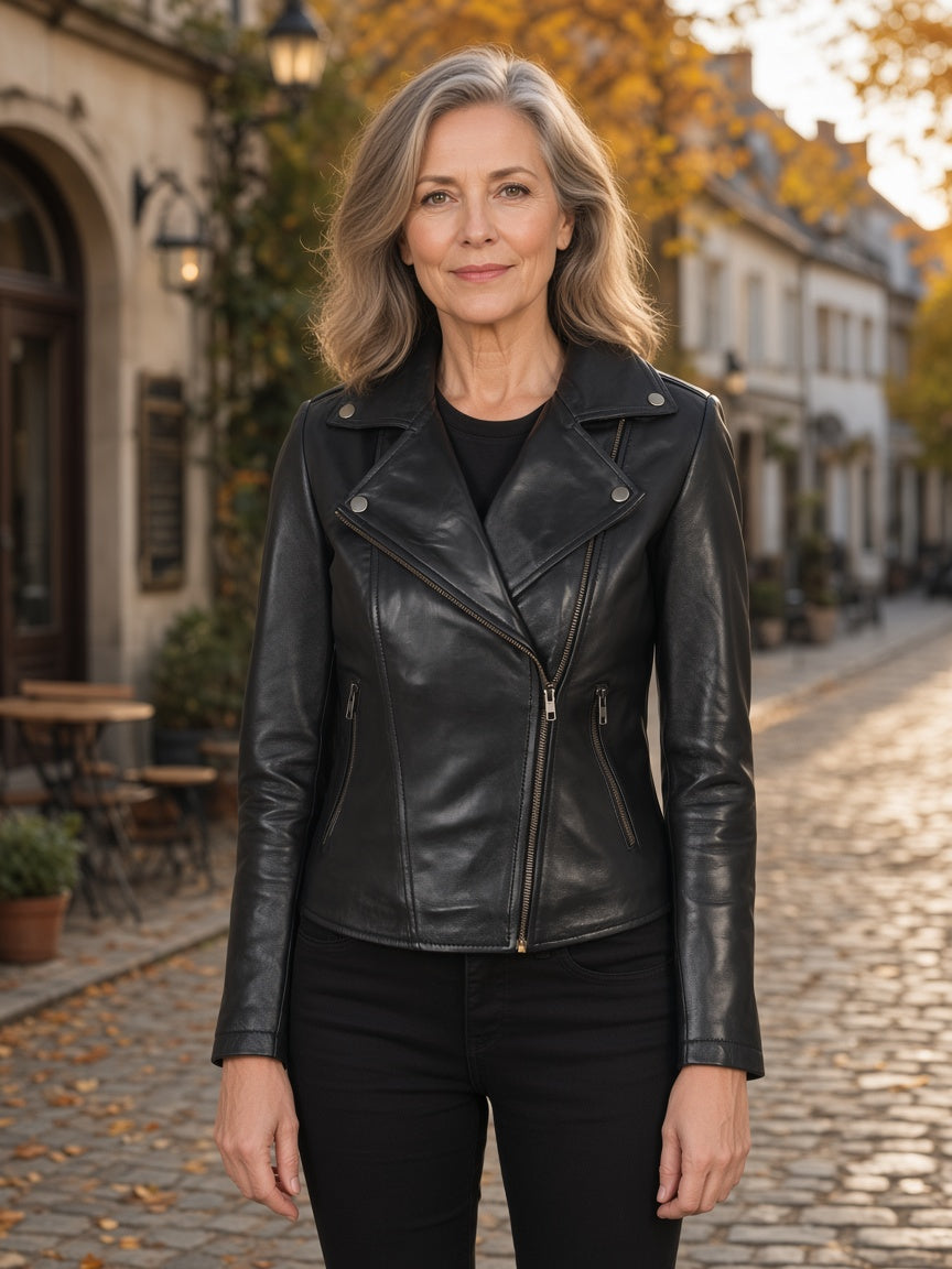 Flashback Black Leather Biker Jacket