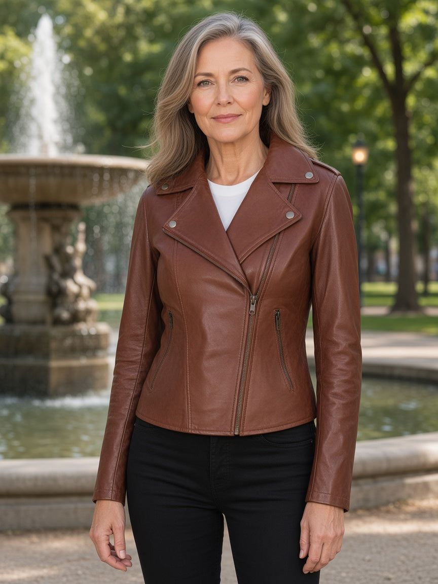 Flashback Brown Leather Biker Jacket