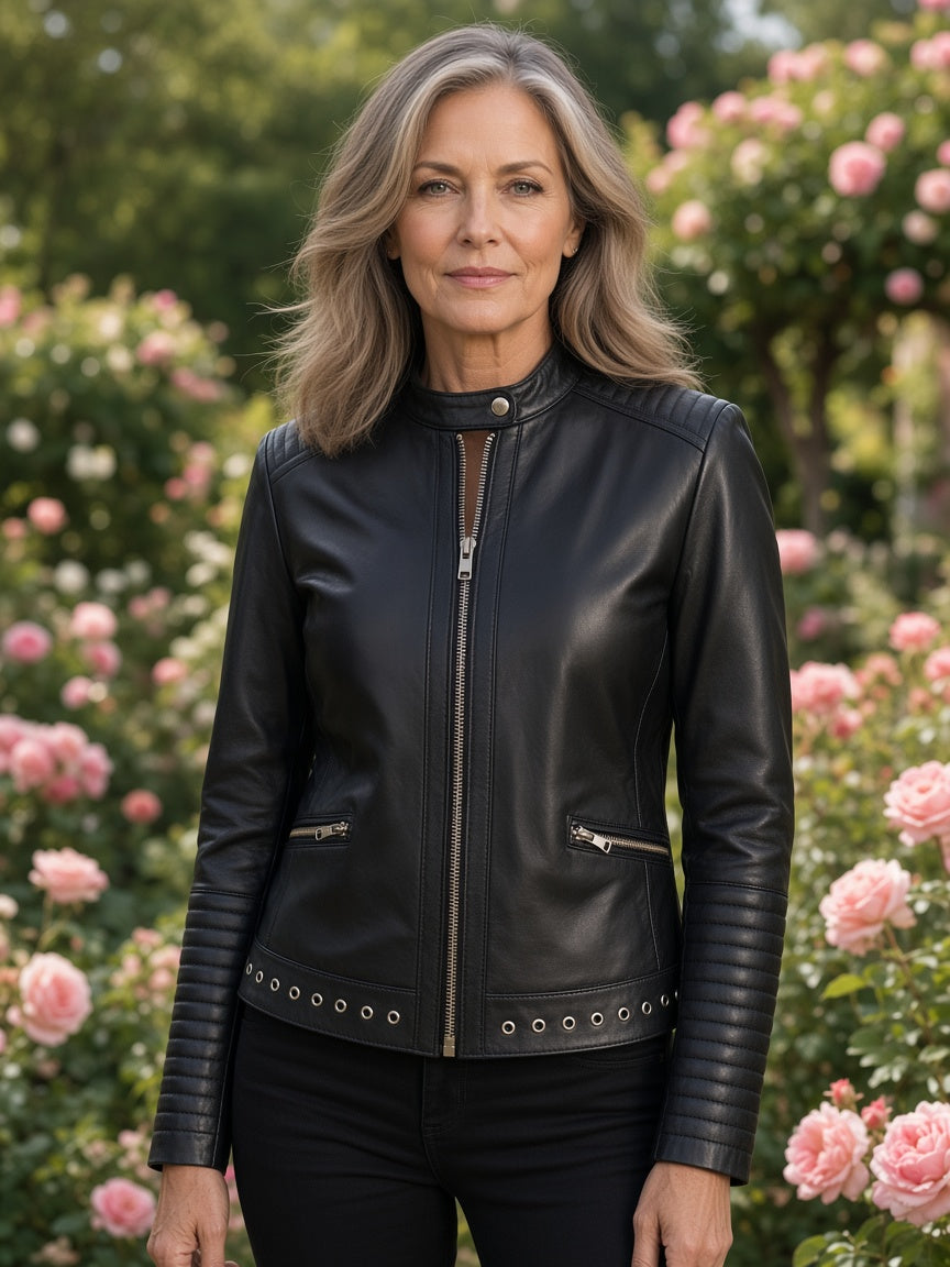 Haley Ray Black Leather Biker Jacket