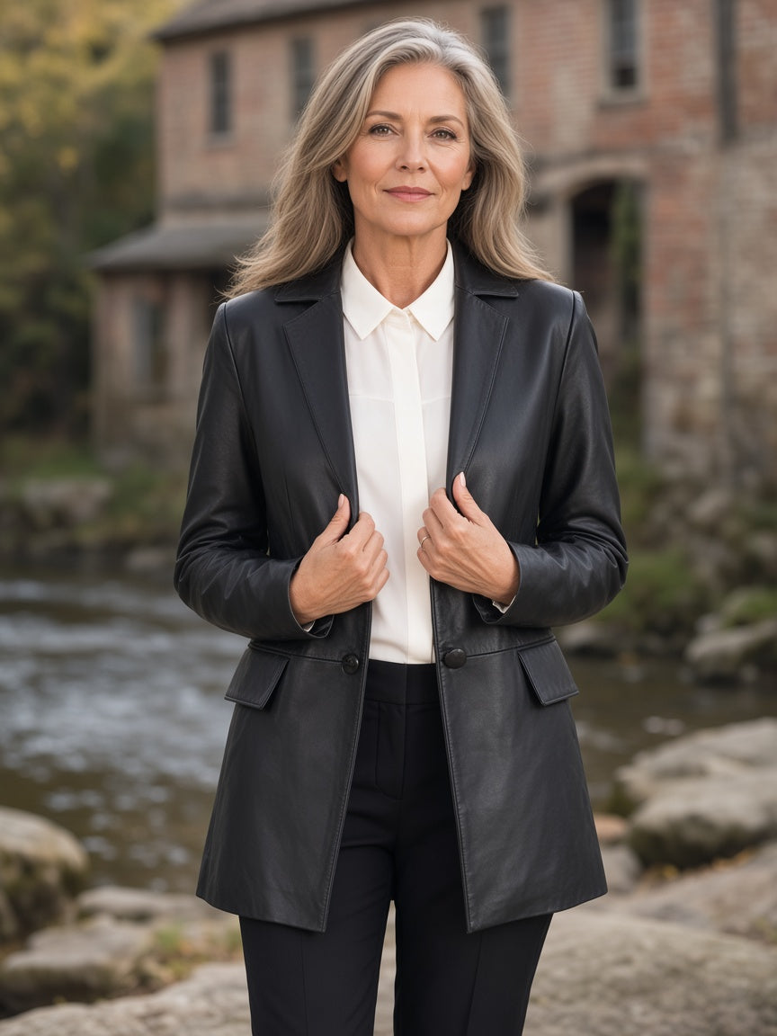 Marilyn Black Leather Blazer