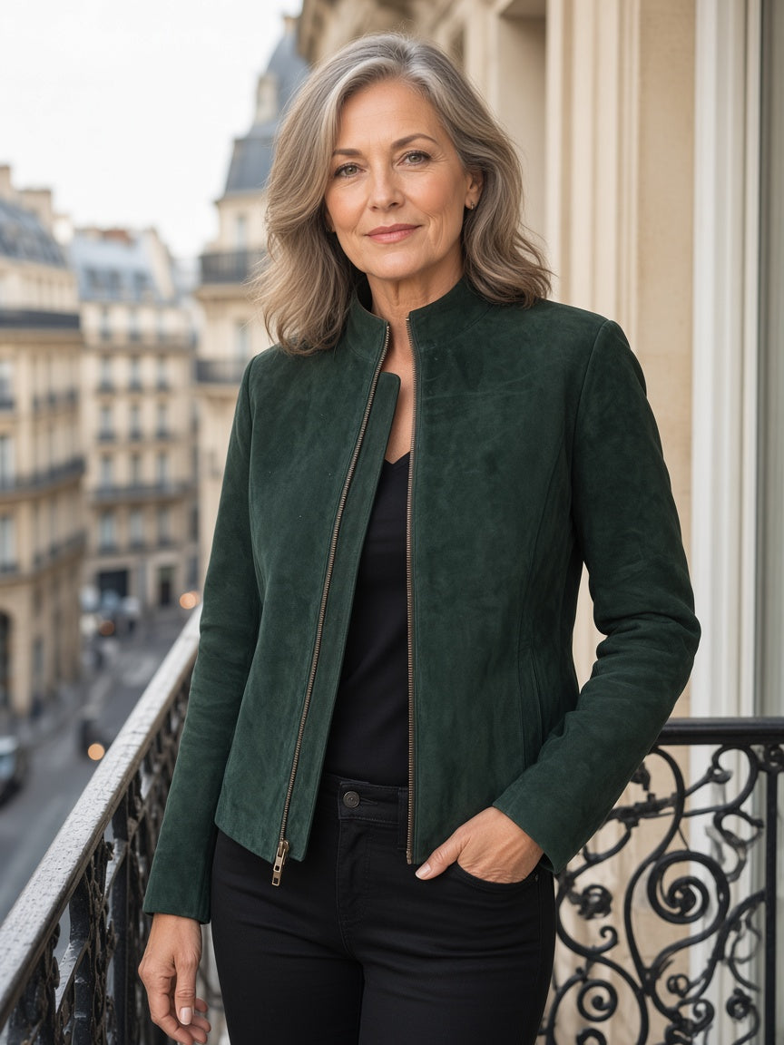 Rumella Green Suede Biker Jacket