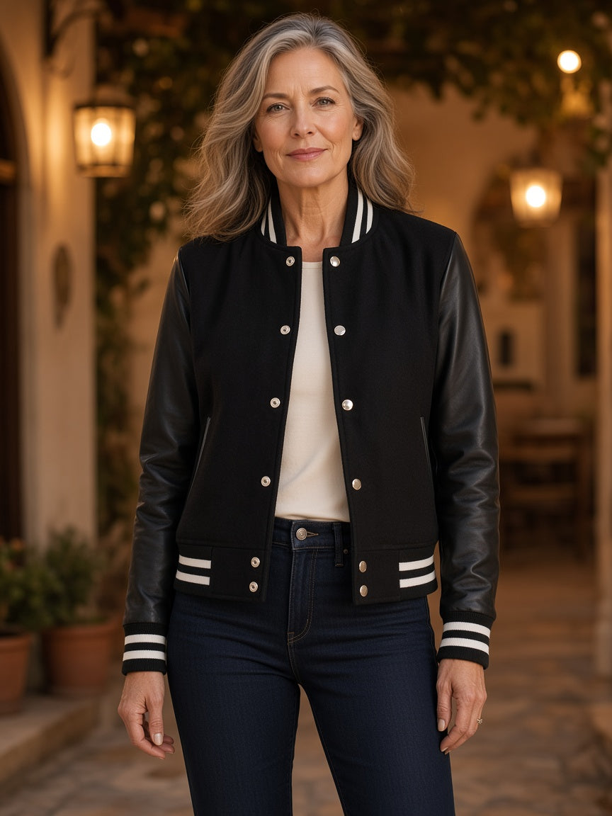 Savant Black Hybrid Varsity Jacket