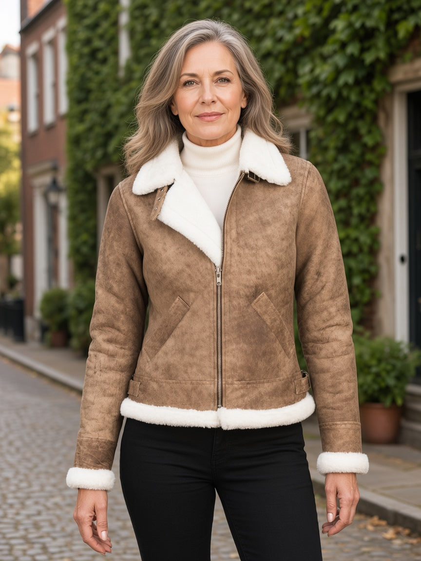 Sherilyn B-3 Distressed Brown Leather Bomber Jacket