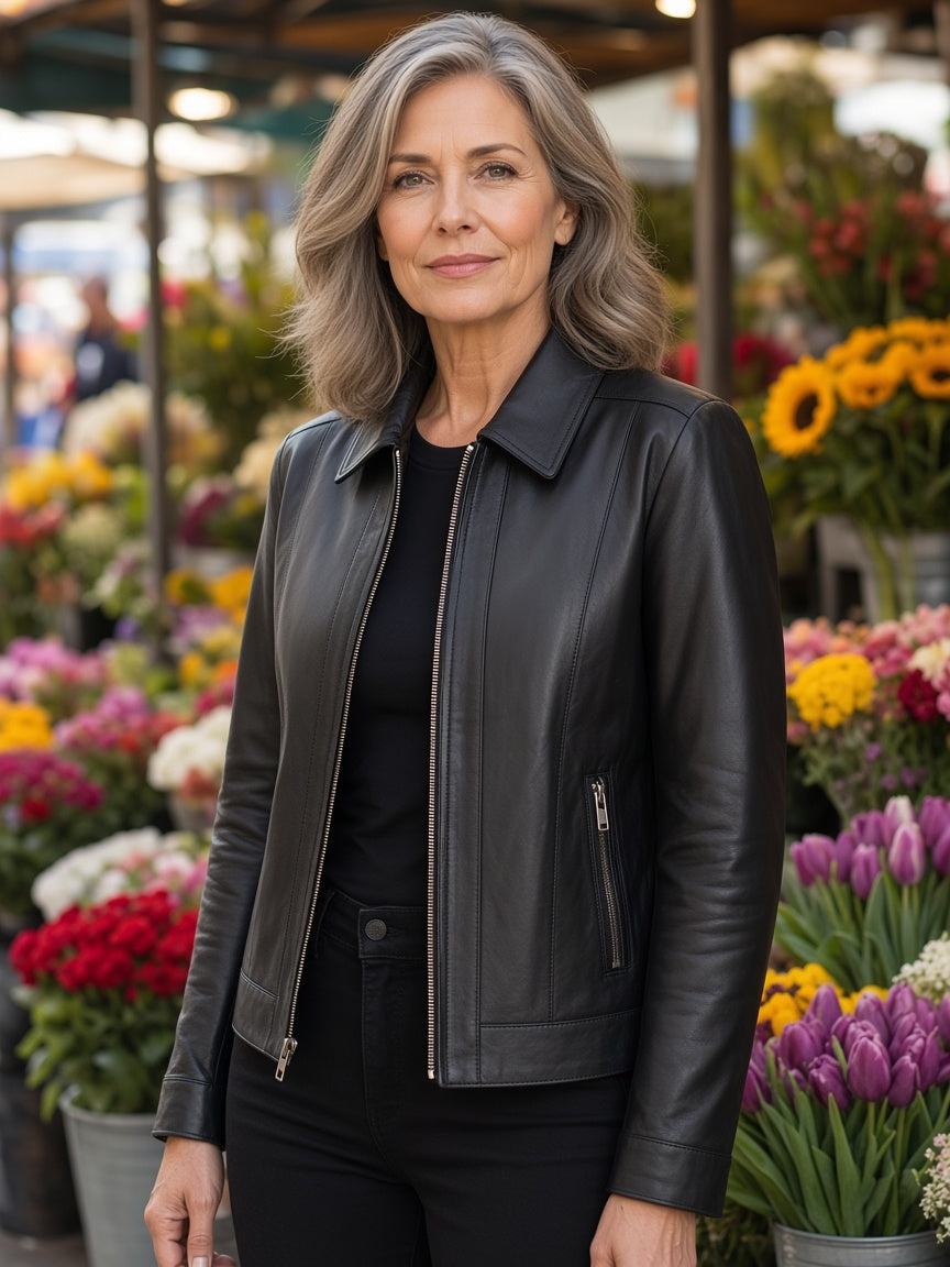 Vixen Black Classic Collar Leather Jacket