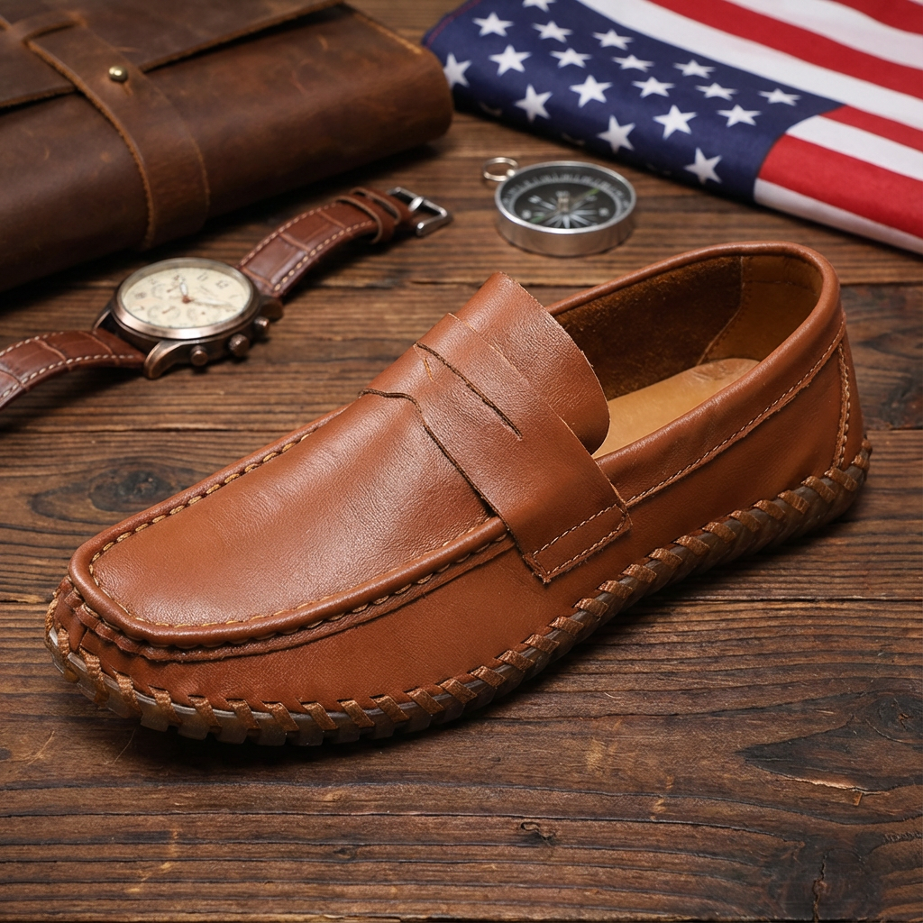 Men’s Genuine Leather Penny Loafers – Comfortable Everyday Slip-On