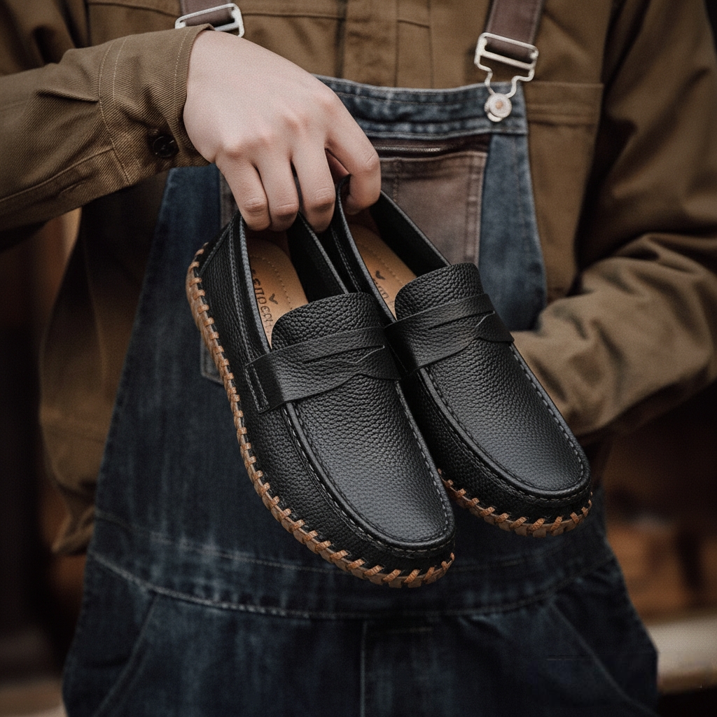 Men’s Genuine Leather Penny Loafers – Comfortable Everyday Slip-On