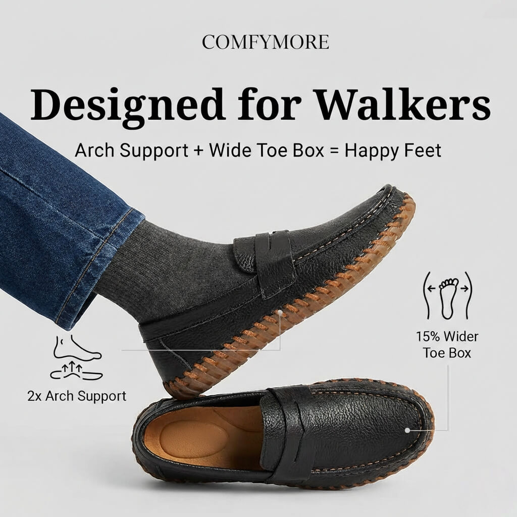 ⏰Limited-Time Offer – 50% Off🔥Men’s hand-stitched Genuine Leather Dress Slip On Penny Loafers