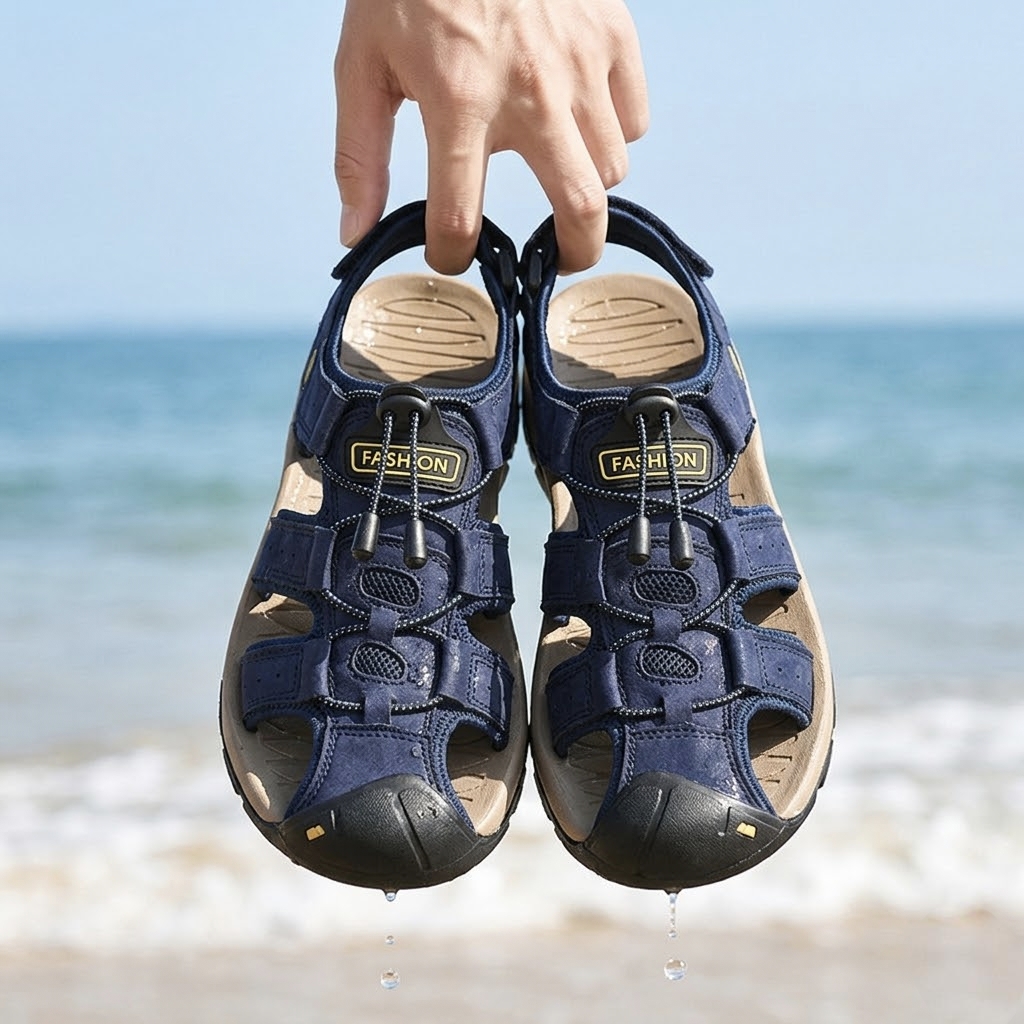 Fisherman Mens Sandals Outdoor Comfort Memory Foam Sandals for Men