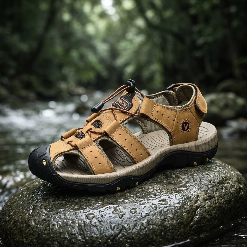 Fisherman Mens Sandals Outdoor Comfort Memory Foam Sandals for Men