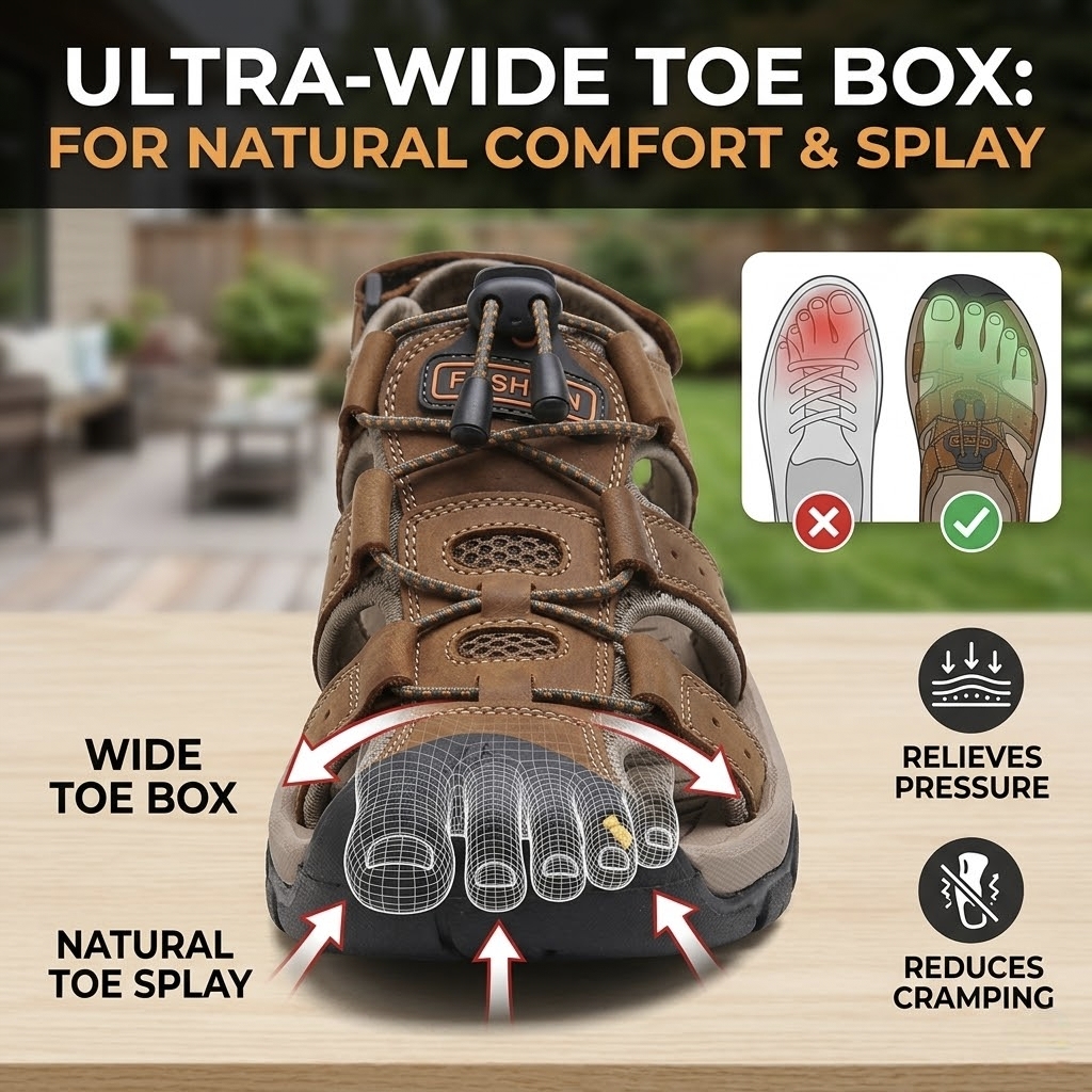 Fisherman Mens Sandals Outdoor Comfort Memory Foam Sandals for Men
