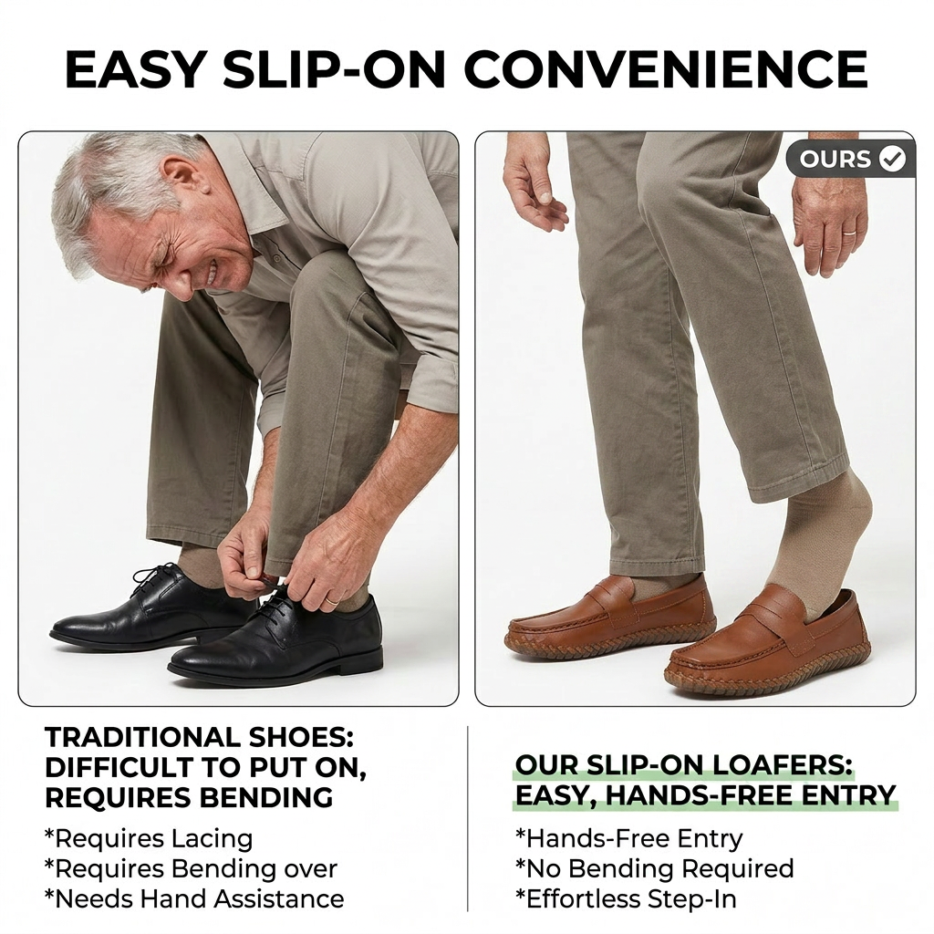 Men’s Casual Business Driving Classic Genuine Leather Penny Loafers Slip-On Walking Shoes