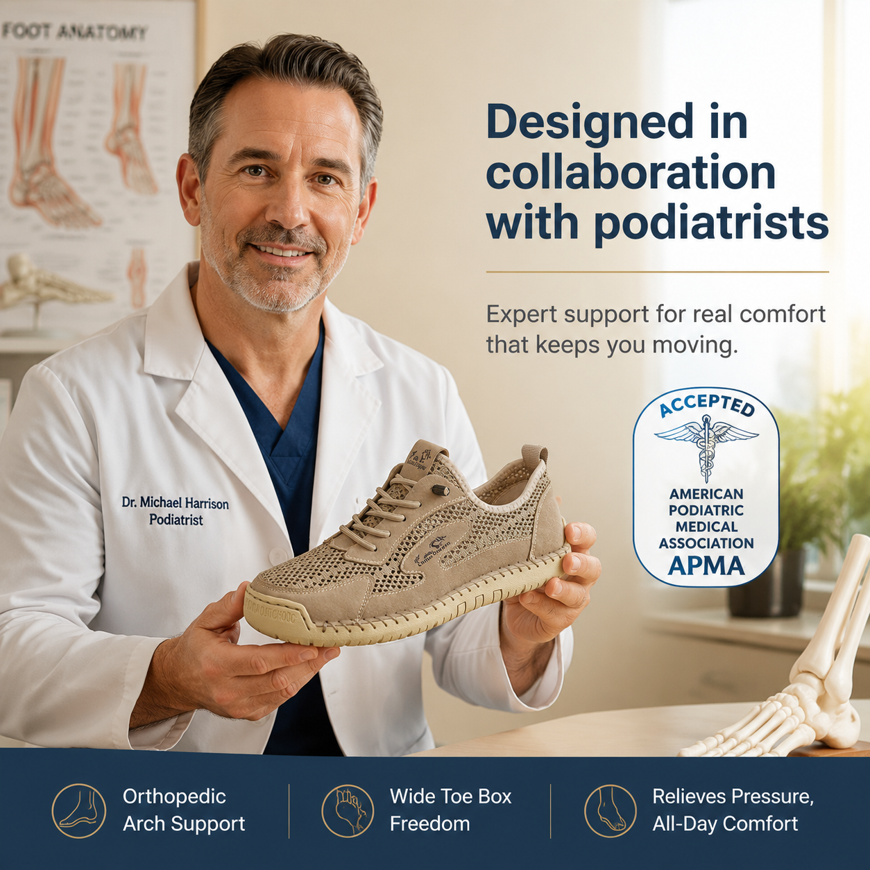 Men’s Breathable Orthopedics Comfort Walking Shoes