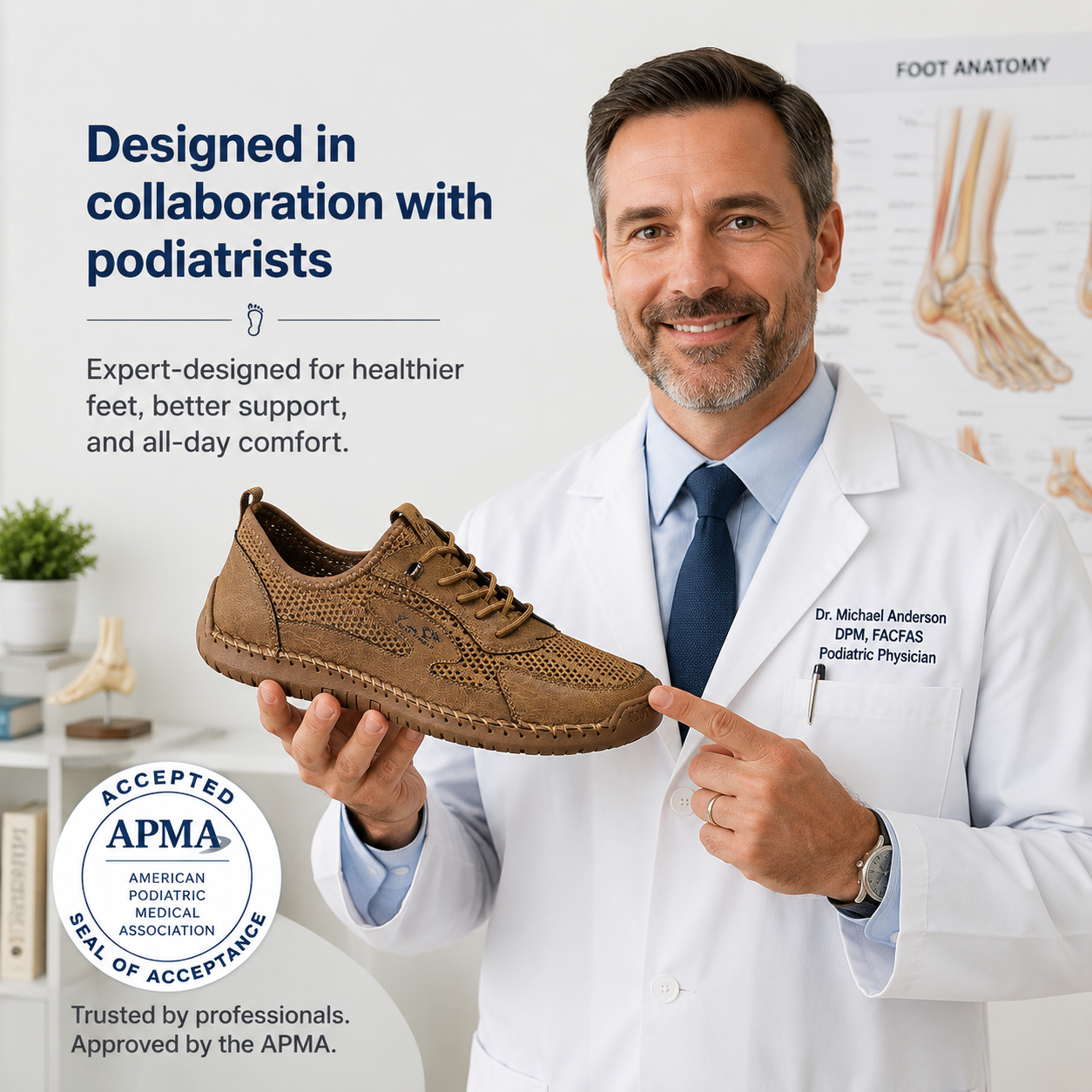 Men’s Breathable Orthopedics Comfort Walking Shoes