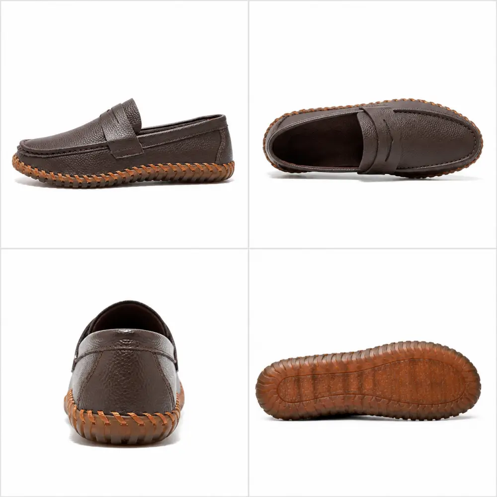 ⏰Limited-Time Offer – 50% Off🔥Men’s hand-stitched Genuine Leather Dress Slip On Penny Loafers