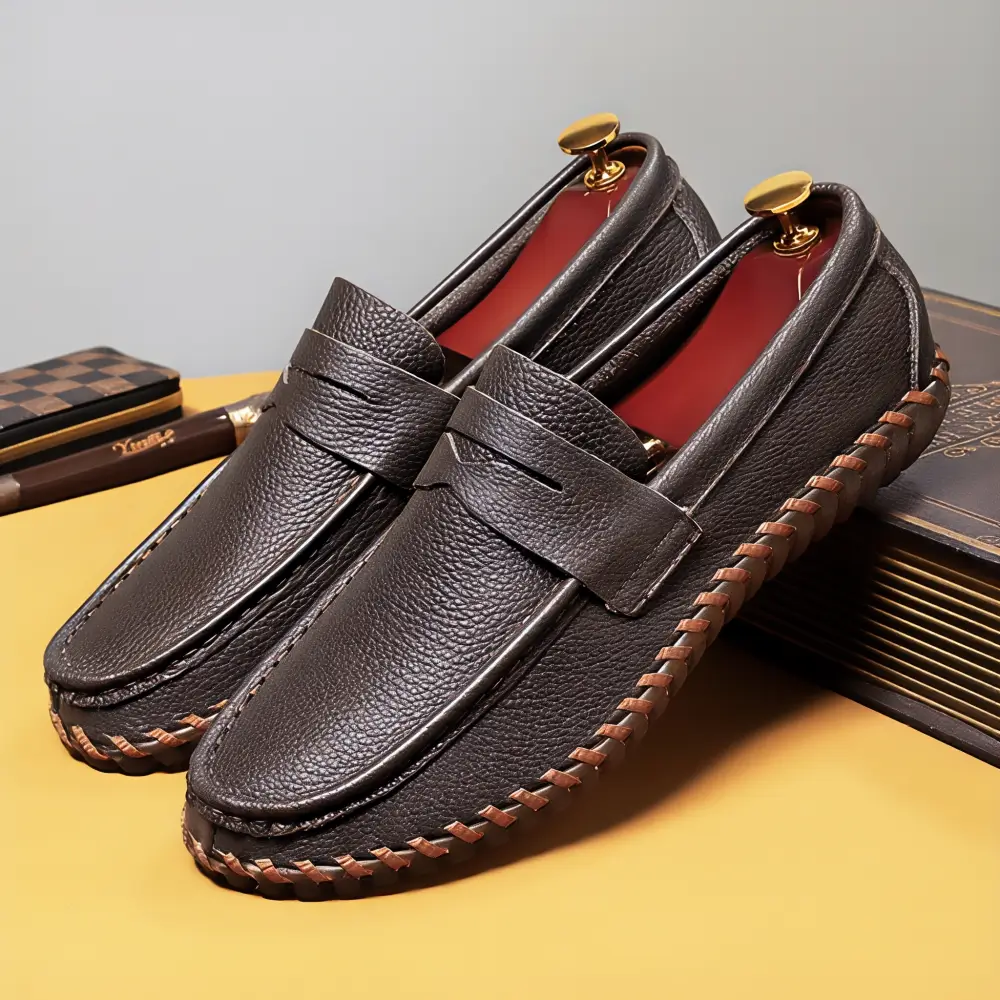 ⏰Limited-Time Offer – 50% Off🔥Men’s hand-stitched Genuine Leather Dress Slip On Penny Loafers