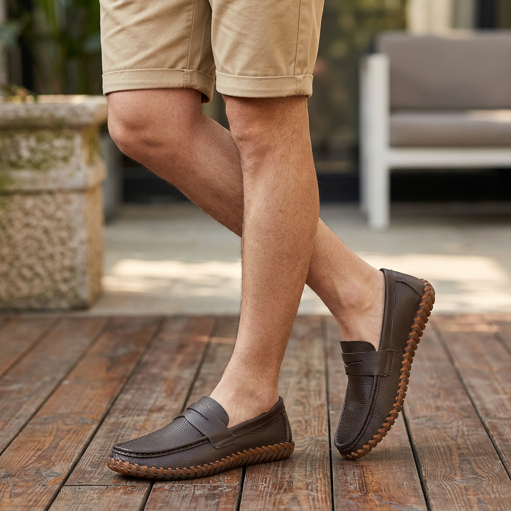 Men’s Casual Business Driving Classic Genuine Leather Penny Loafers Slip-On Walking Shoes